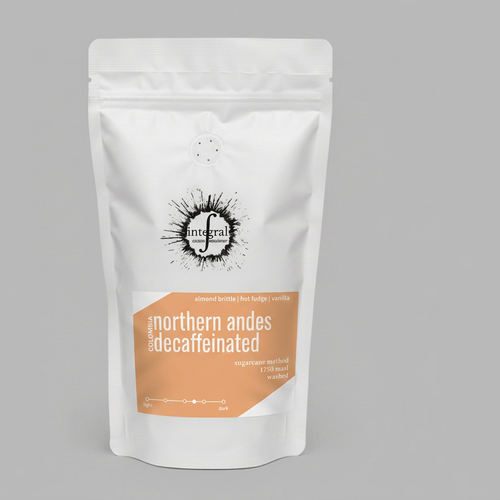 Coffee bag with Northern Andes decaffeinated label