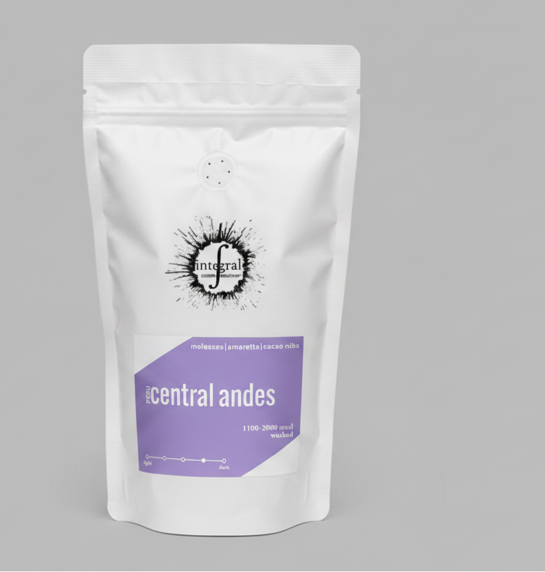 Peru Central Andes bag with purple label